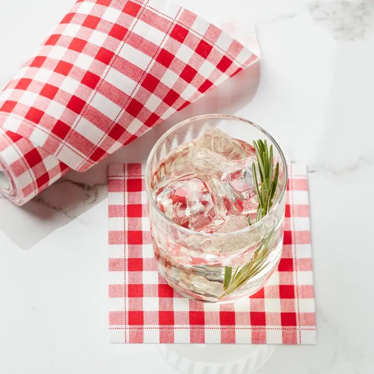 Picnic Gingham Red Cotton Cocktail Napkins 50 Units
